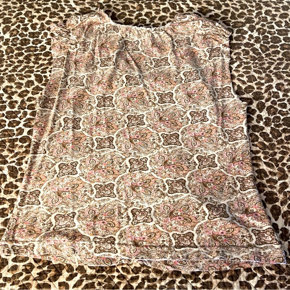 Boho Floral Cap Sleeve Neutral Top - Picture 3 of 9